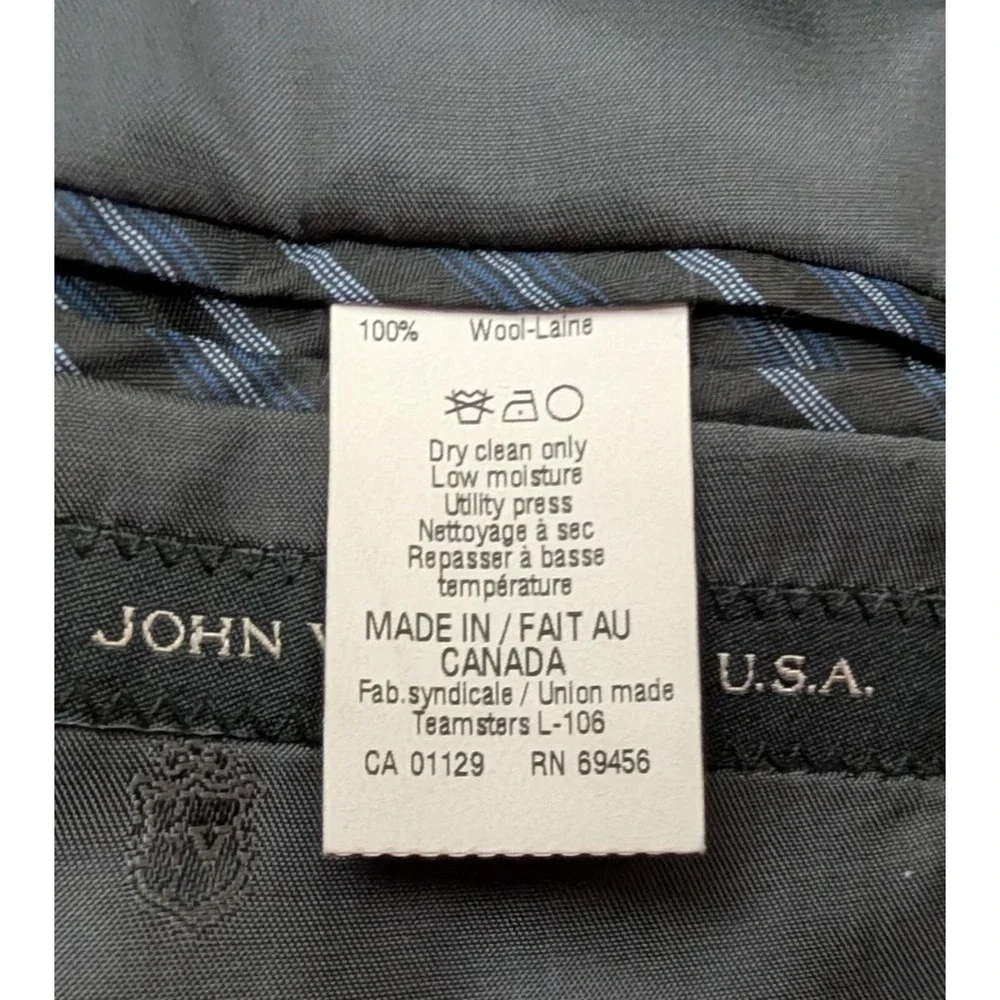 John Varvators USA sz 44L 100% Wool Blazer Jacket gray black lined 0954